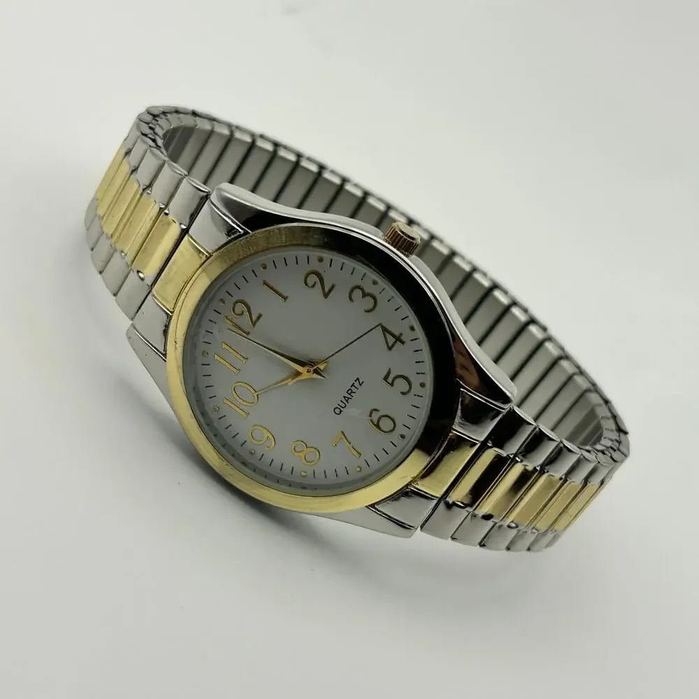 Accutime Watch Corp Two-tone St. Steel Classic Men’s Watch Working New Battery